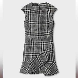 Mango Black and White Tweed Dress